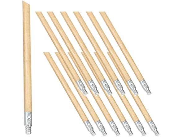 Lacquered-Wood Broom Handle With Threaded Metal Tip