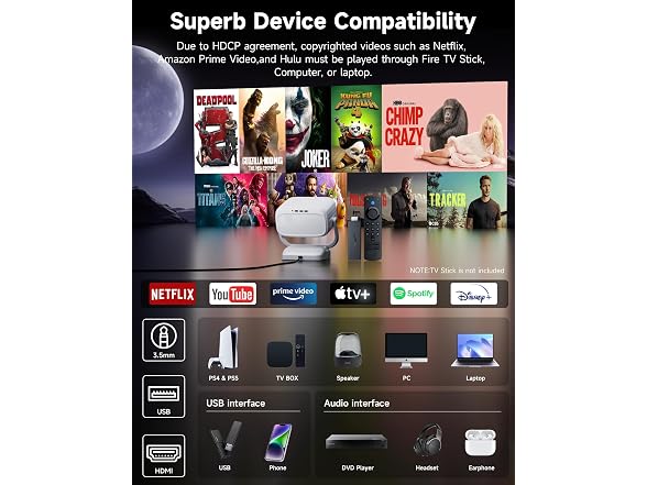 1080P Portable Projector WiFi & Bluetooth