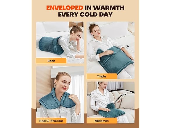 Lenmen Graphene-Infused 1Min Fast Heating Pad, Deeper Pain Relief Weighted Heating Pads for neck and shoulders and back, Heated Wrap with 6 Heat Options 4 Auto Timer, Gifts for Men Women Mom Christmas (Open Box)
