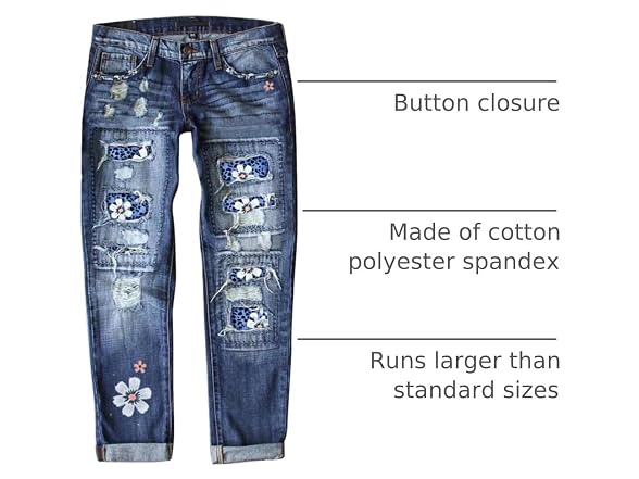 Astylish Women (XL) Daisy Patchwork Raw Hem Pants