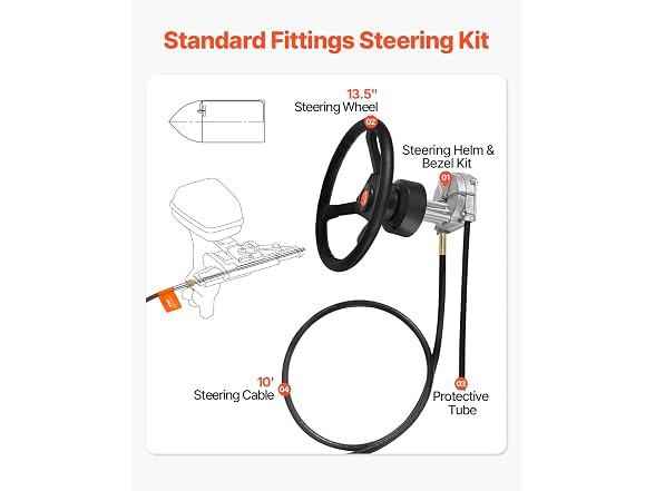 Outboard Steering System 10\' Boat Steering