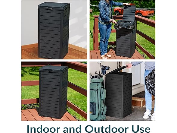 Sunnydaze Decor 39-Gal Trash Can Black