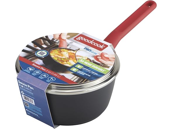 GoodCook ProEase Nonstick Sauce Pan with Lid, 2-Quart