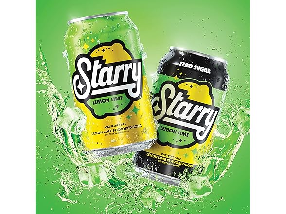 12PK Starry Zero Sugar Lemon Lime Soda, 12 Fl Oz Cans
