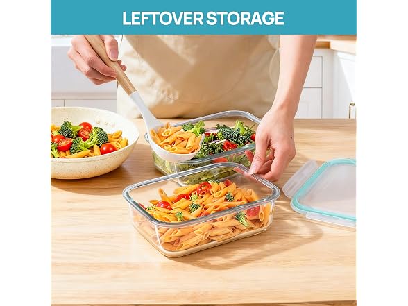 Vtopmart Green 2 Pack 50.7oz Glass Containers W/ Lids