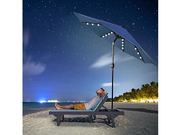 Backyard Expressions 9FT Solar Patio Umbrella Blue