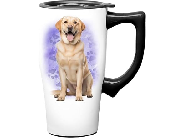 Spoontiques Yellow Lab Ceramic Travel Coffee Mug