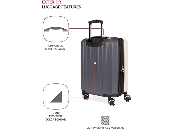 SwissGear Duet Hardside Expandable Luggage with Spinner Wheels, Pink/Dark Grey, Carry-On 19-Inch (Open Box)