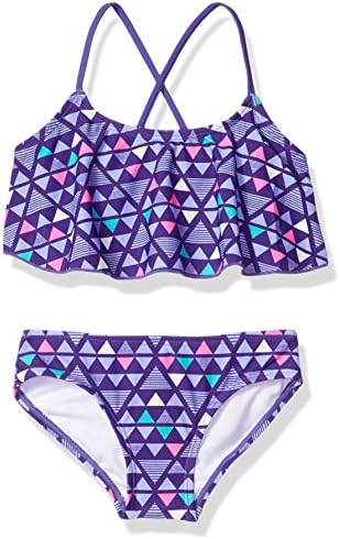 Kanu Surf Toddler Girl's Jade Flounce Bikini Beach Sport 2-Piece Swimsuit Swimwear, Purple, 3T