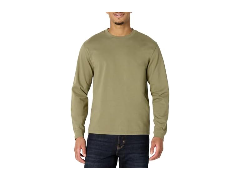 Amazon Essentials Men's Heavyweight Relaxed Fit Long Sleeve T-Shirt, Light Olive, X-Large