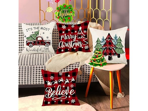 Meifannao Christmas Pillow Covers 18x18