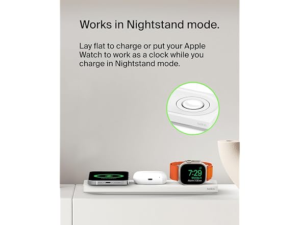 Belkin BoostCharge Pro 15W 3-In-1 Wireless MagSafe Charging Pad - White (Open Box)