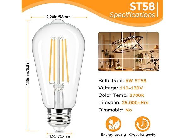 Brightever Vintage LED Edison Bulbs 8Pk