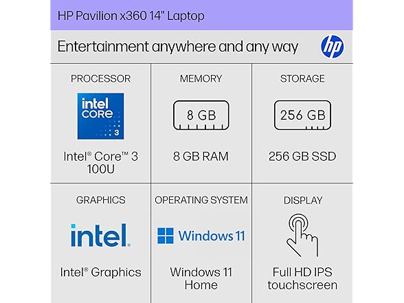 HP Pavilion x360 14" 2-in-1 Laptop