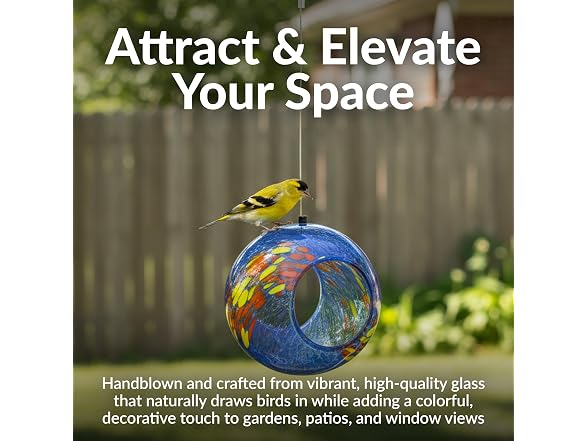 Sunnydaze Fire & Ice Solar Glass Bird Feeder