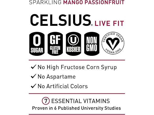 12PK CELSIUS Sparkling Mango Passionfruit