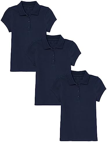 3PK Girls S/S Stretch Pique Polo Shirt