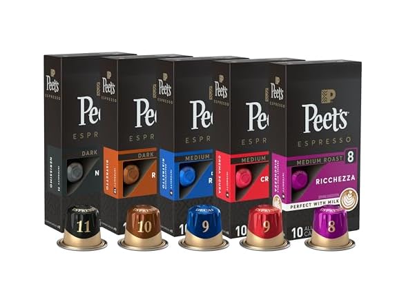 (100ct) Peet’s Coffee Nespresso Capsules Variety Pack w/ Decaf