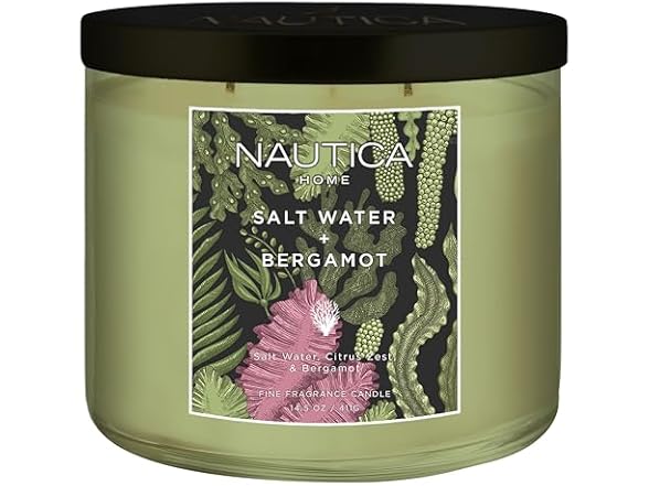 Saltwater Bergamot Wax Candle, 14.5 oz, by Nautica