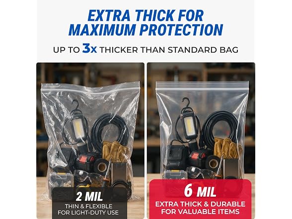 18" x 20" Extra Large Reclosable Plastic Zip Bags, 10 Count