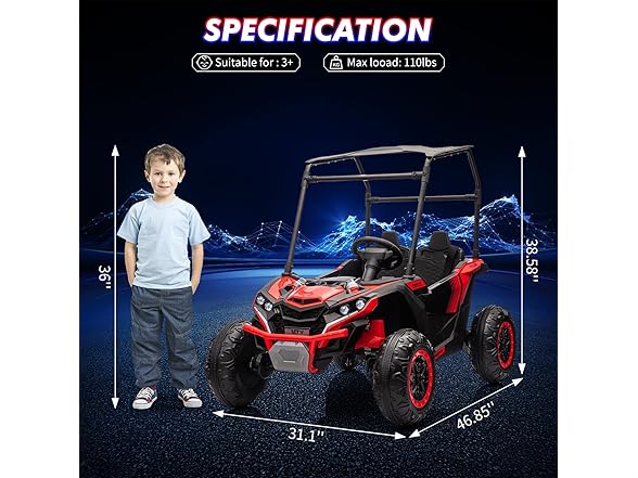 24V Kids Ride On Utv Toys, Electric Off-Road Car (Red)