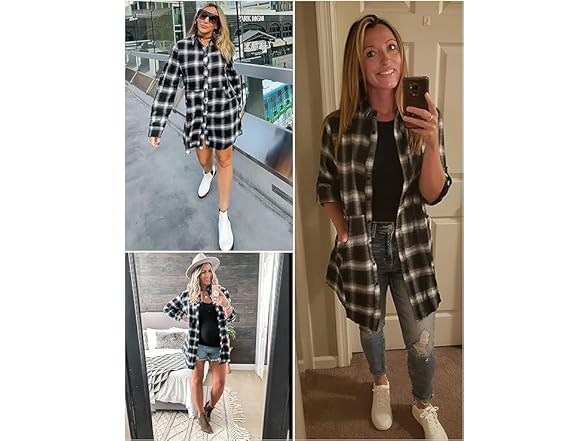 HOTOUCH Flannel Plaid Shirt for Women