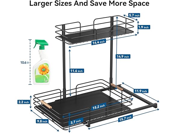 2 Pack Under Cabinet Storage Organizers
