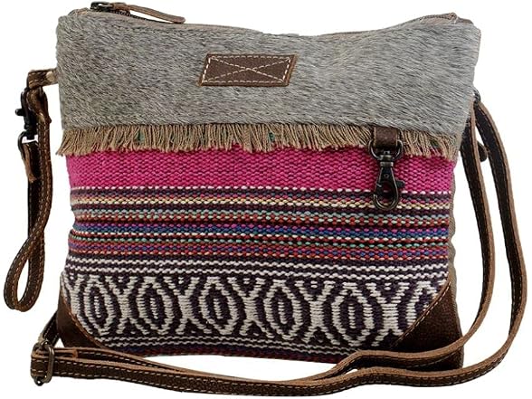 Myra Bag Laced Small & Cross-Body Bag Upcycled Cotton & Hair Leather S
