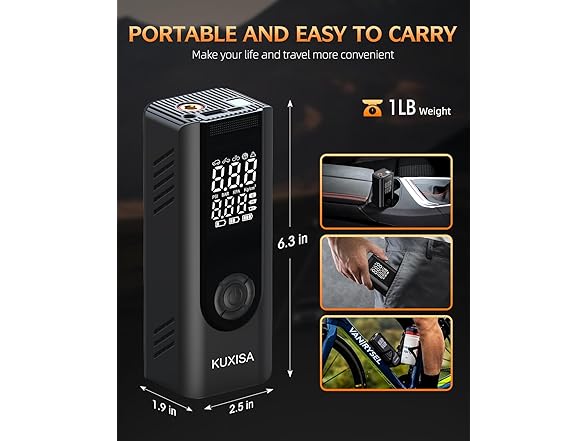 KUXISA Tire Inflator | 180PSI | 25000mAh