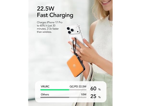 VRURC 10000mAh 22.5W Built-in Cables