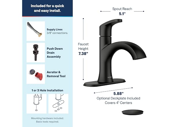 Moen Karis Black Matte One-Handle Single Hole Bathroom