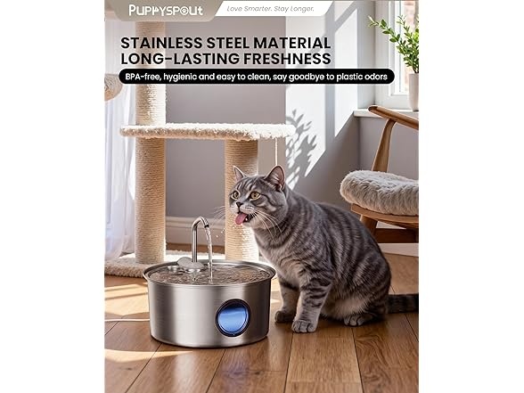 Cat Water Fountain Stainless Steel - 108oz/3.2L Automatic