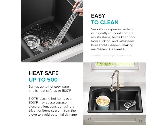 KRAUS Black 33 in Double Bowl Granite Kitchen Sink