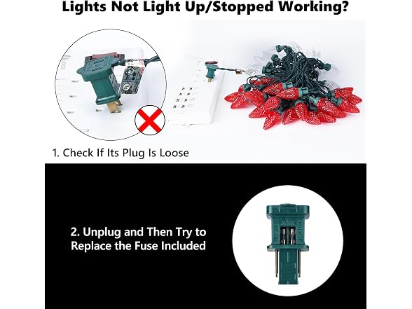Brizled C9 Christmas Lights, 33ft 50 LED 120