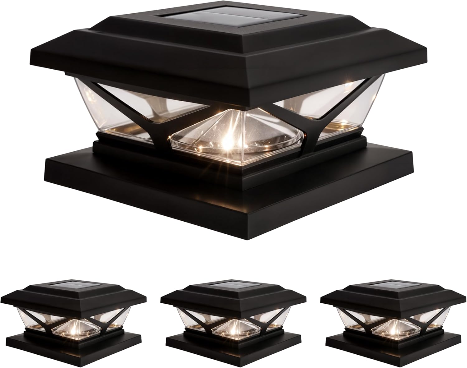 Home Zone Security 4-Pack Crown Style Solar Powered Post Cap Light - Gallery 13