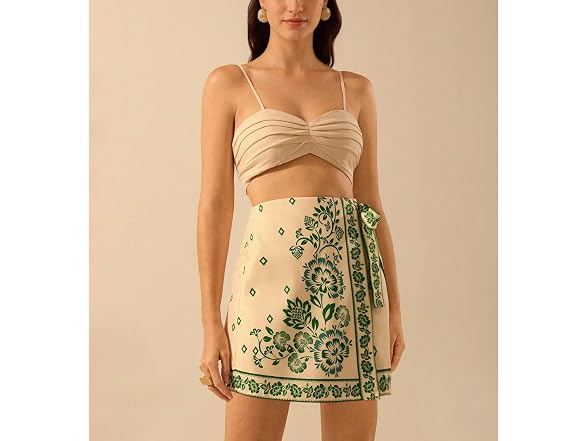 Talakeno Sage Green Floral Wrap Skirt