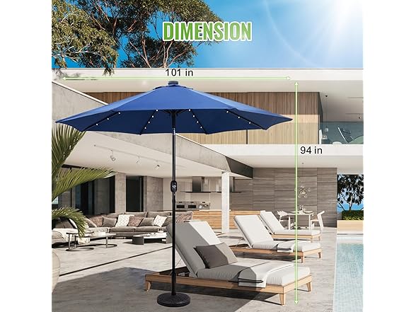 Backyard Expressions 9FT Solar Patio Umbrella Blue