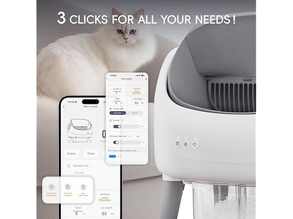 Open-Top Self Cleaning Litter Box, Automatic Litter Box with (Open Box)