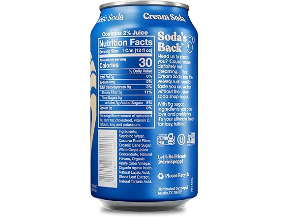 Poppi Cream Soda Prebiotic, 12pk