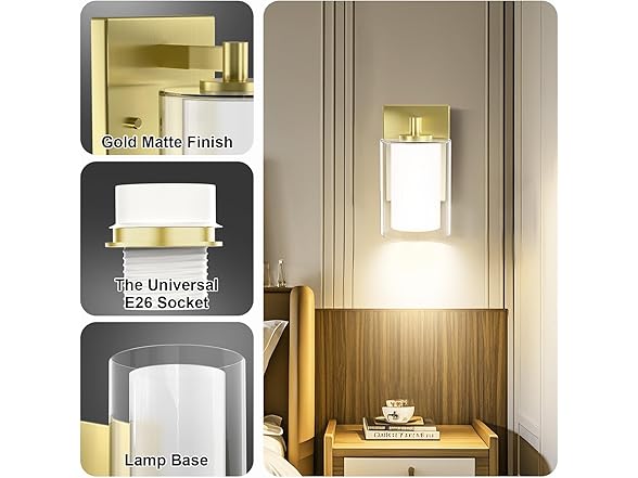 Gold Bathroom Wall Scones | Set of 2