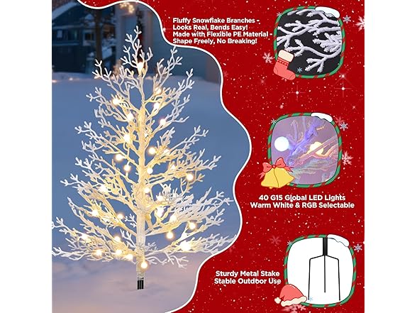 Brightever Small White Christmas Tree with Lights