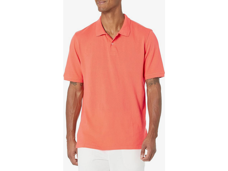 Amazon Essentials Men's Regular-Fit Cotton Pique Polo Shirt (Available in Big & Tall), Coral Orange, X-Small