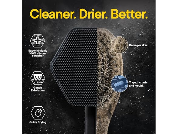 TOOLETRIES Silicone Back Scrubber for Shower, Body Brush - Charcoal