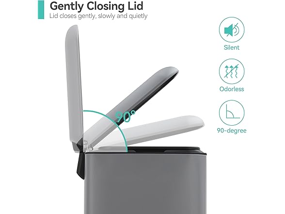 dainslef Bathroom Trash Can with Lid Gray.