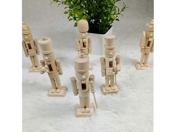 ABOOFAN 6Pcs Christmas Wooden Unfinished Nutcracker Figurines