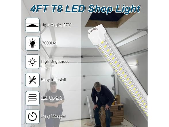 AQIQUUT 4FT Led Shop Light 2-Pack