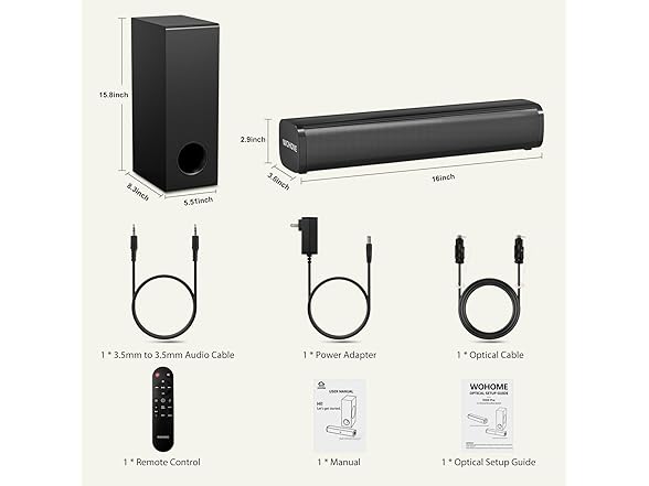 Wohome Sound Bar for Smart TV | 2.1 | BT 5.3