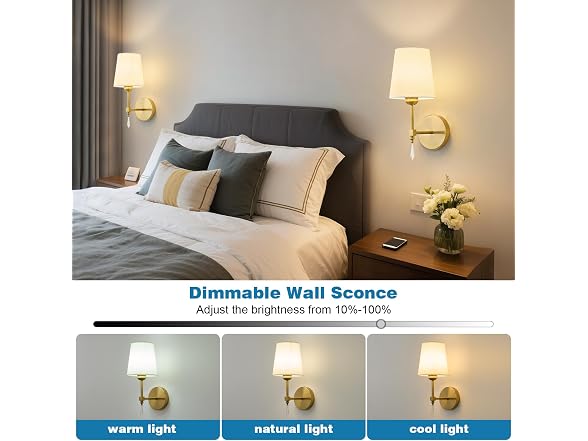 Battery Wireless Wall Sconces, Set of 2
