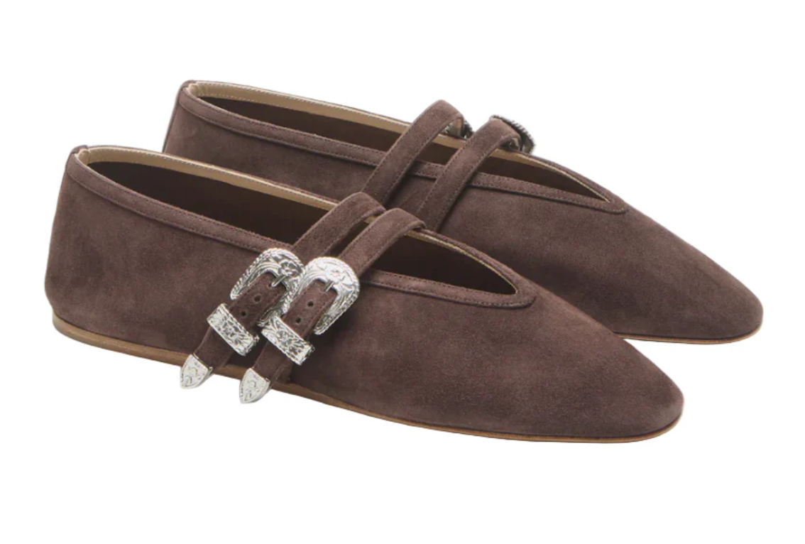 Le Monde Beryl Brown Suede Ballet Flats 41 - Gallery 2