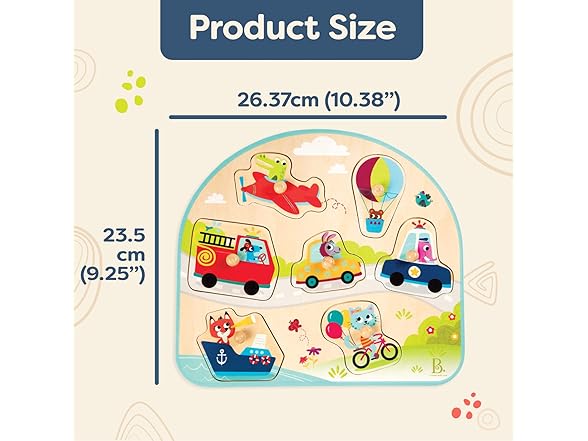 B. toys Vehicles Wooden Peg Puzzle Cars, Trucks & More